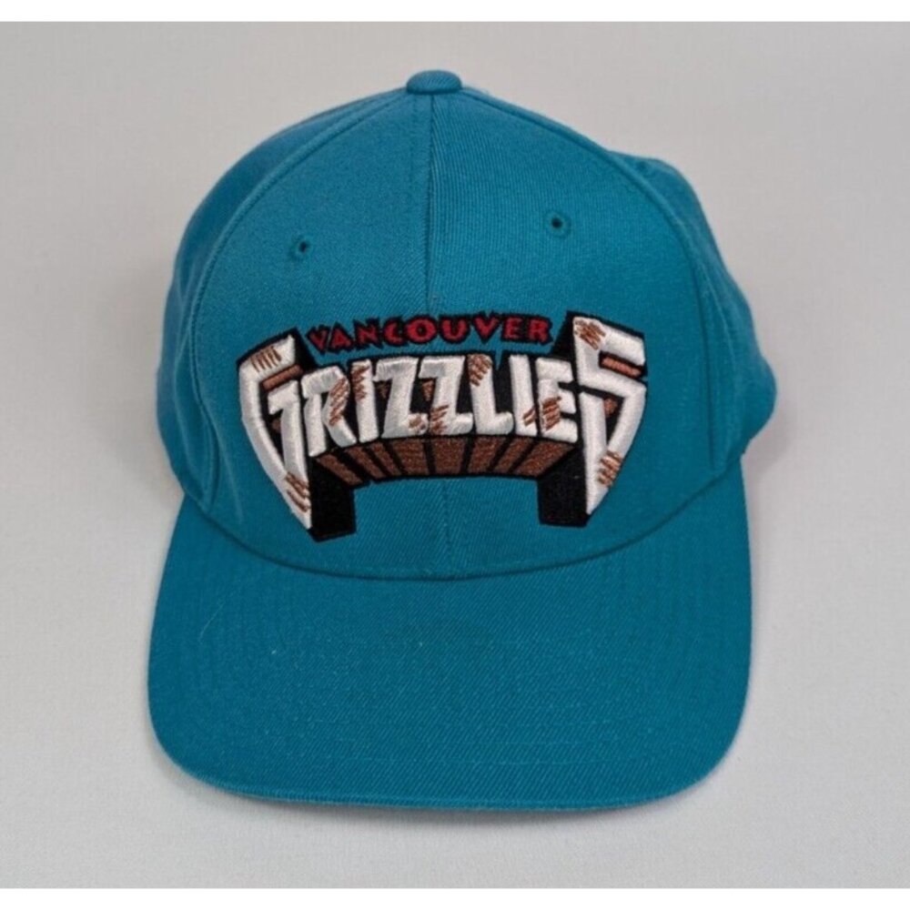 Vancouver Grizzlies Mitchell & Ness NBA Snapback Hat Flex Fit Cap Blue Spellout